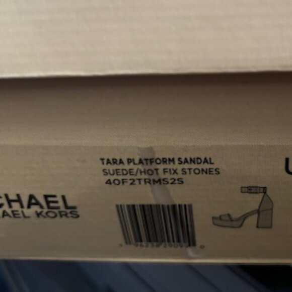 Michael Kors Tara Embellished Crystal Faux Suede Platform Sandal 9M - Picture 10 of 10